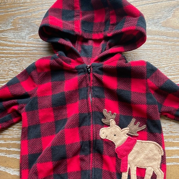 Child of Mine Plaid Red and Black Kids Hoodie with Moose Design Size 3-6 Months - Picture 6 of 6